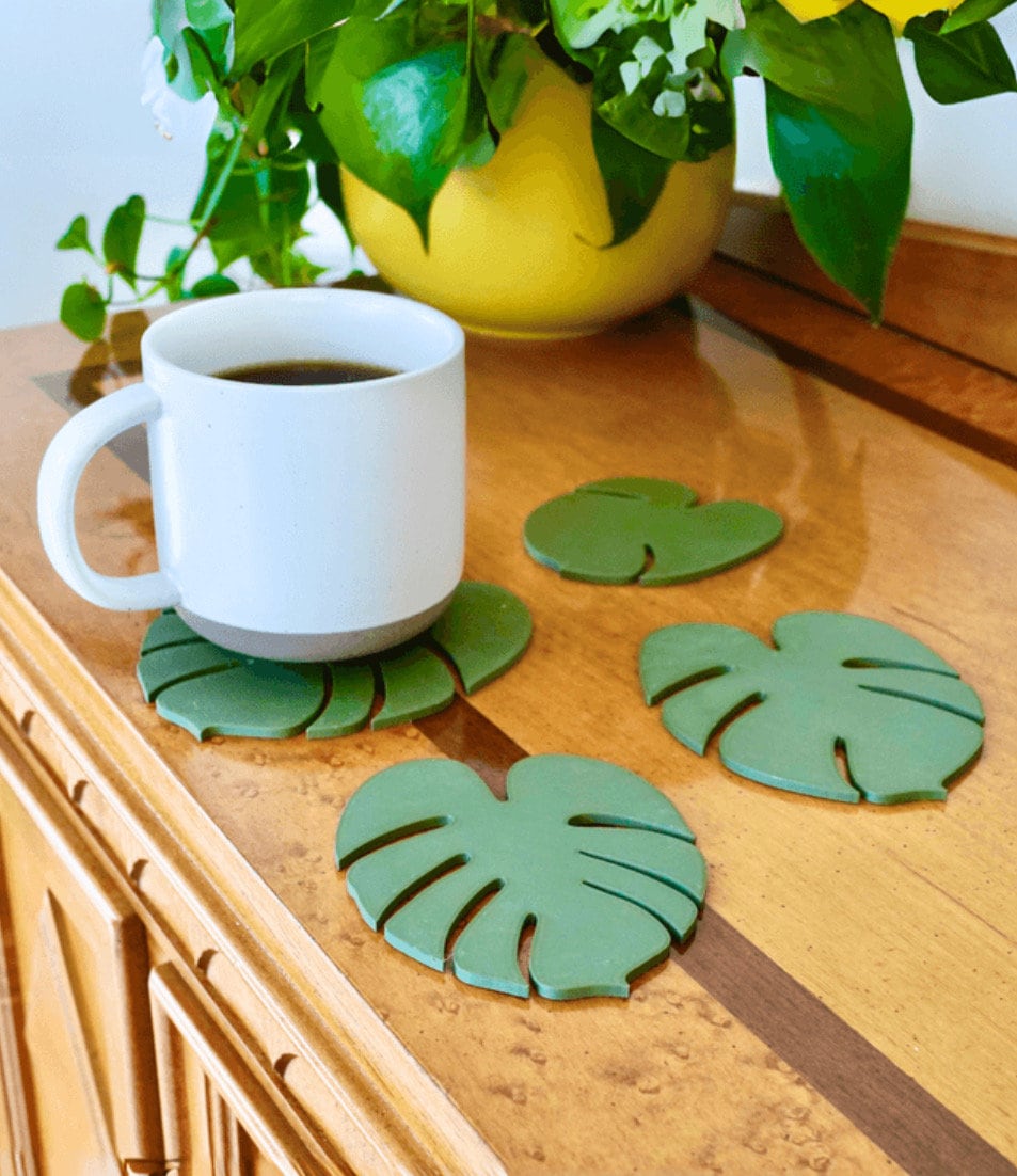 3D Printed Monstera Plant With Magnetic Coaster Leaves | House Plant Magnetic Monstera For People Who Can't Keep Plants Alive ForgeCore