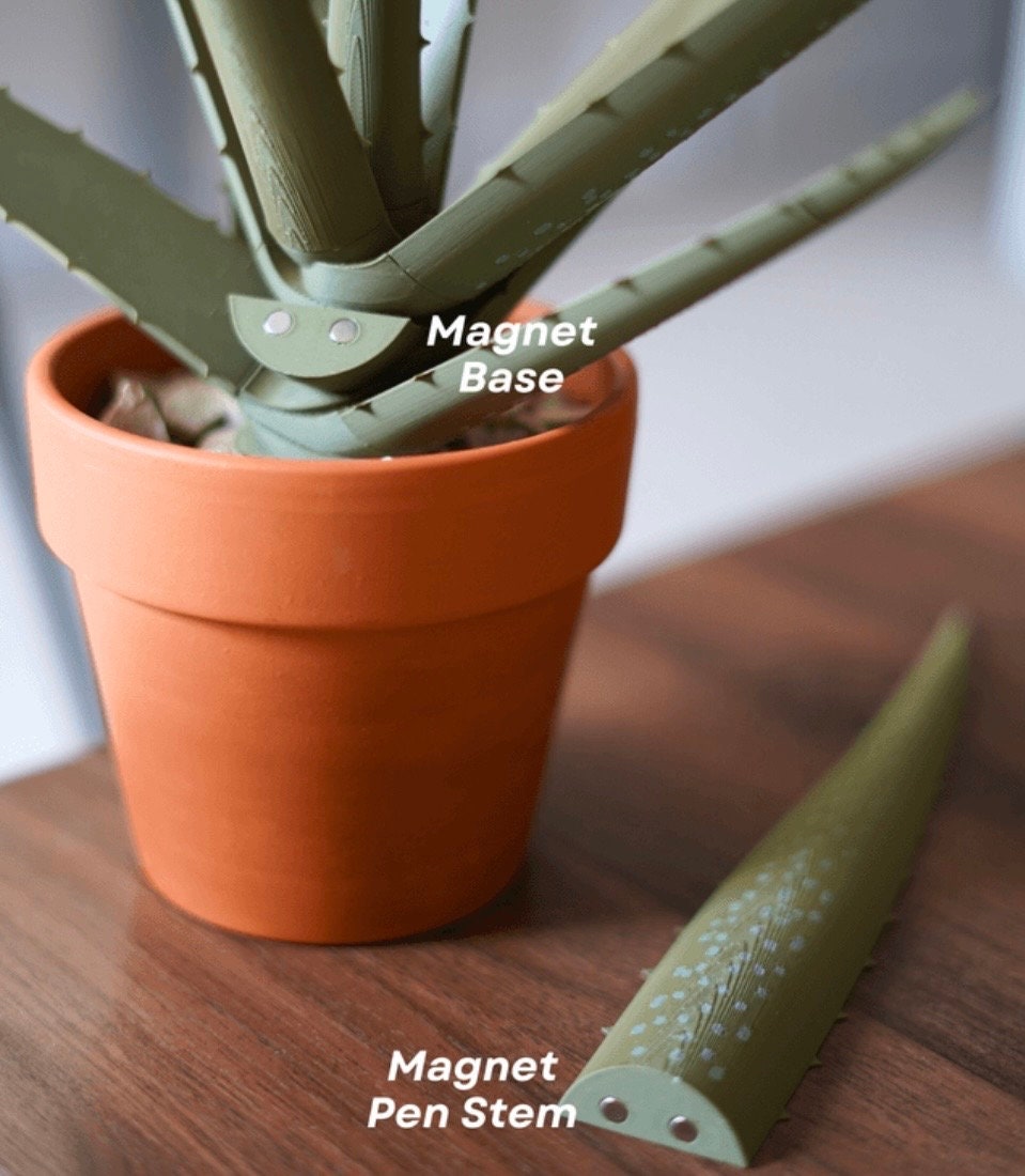 3D Printed Aloe Vera Pen Plant | Each Stem Is A Pen House Plant For People Who Can't Keep House Plants Alive Decor Pen Holder ForgeCore