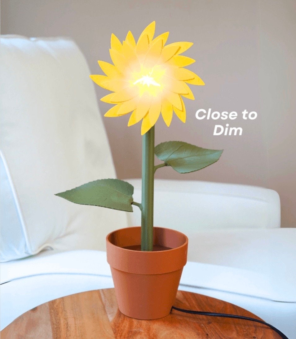 Sunflower Lamp 3D Printed House Plant | Light House Plant Nursery Reading End Table and Nightstand Nightlight End Plant Decor ForgeCore