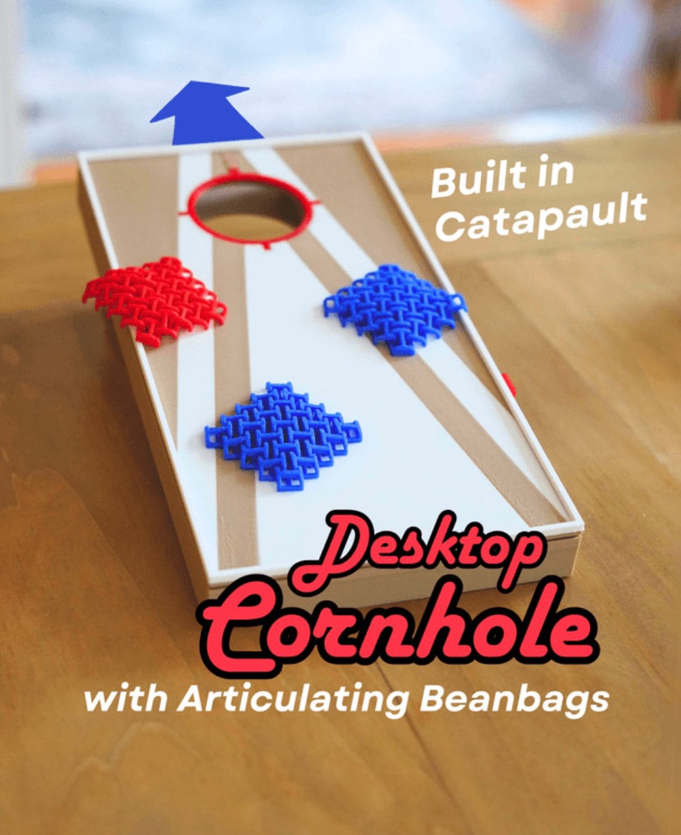 Desktop Cornhole Game with Catapult and Articulating Bean Bags – Perfect Office and Home Fun!